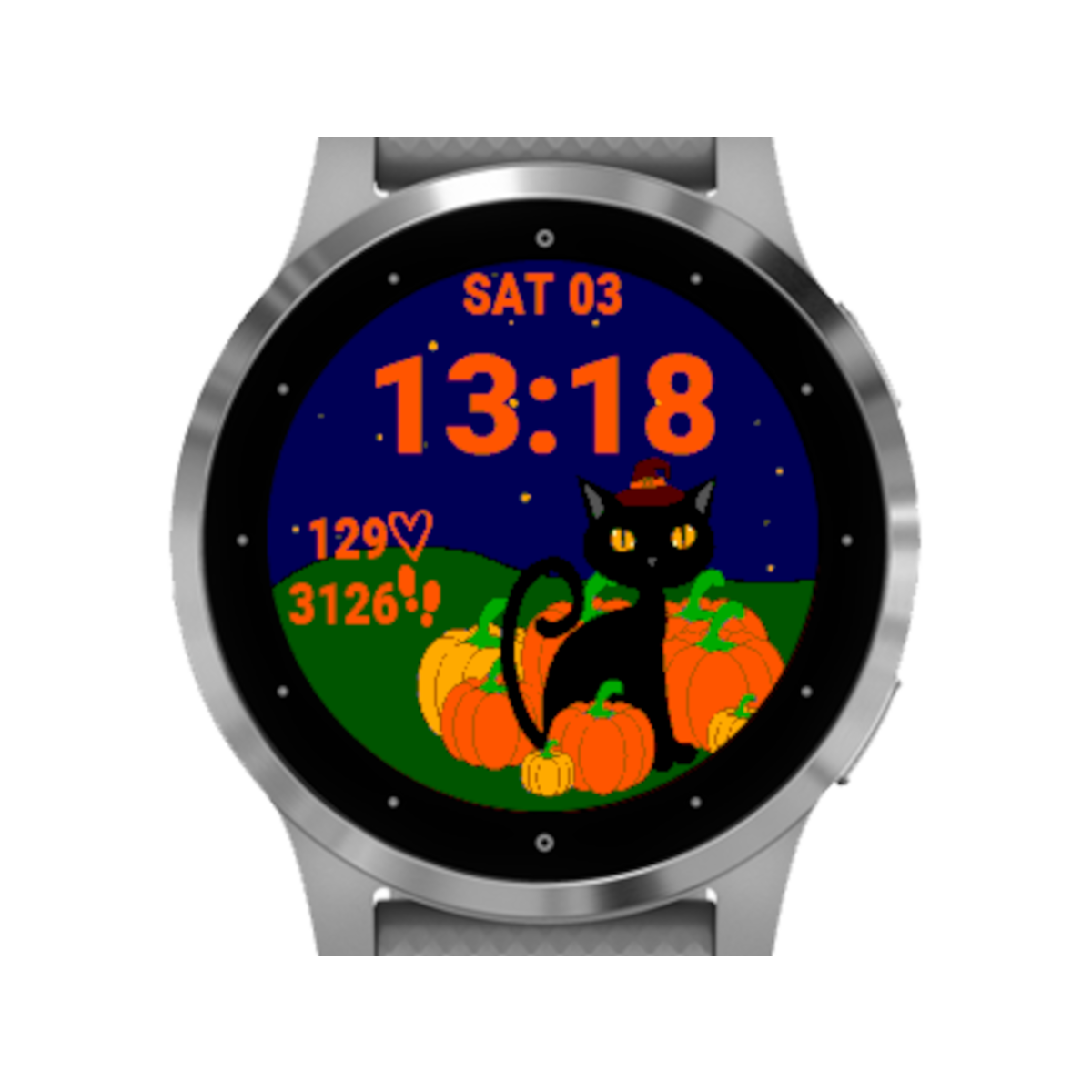 Purrfect Pumpkins Halloween Cat Watch Face for Garmin