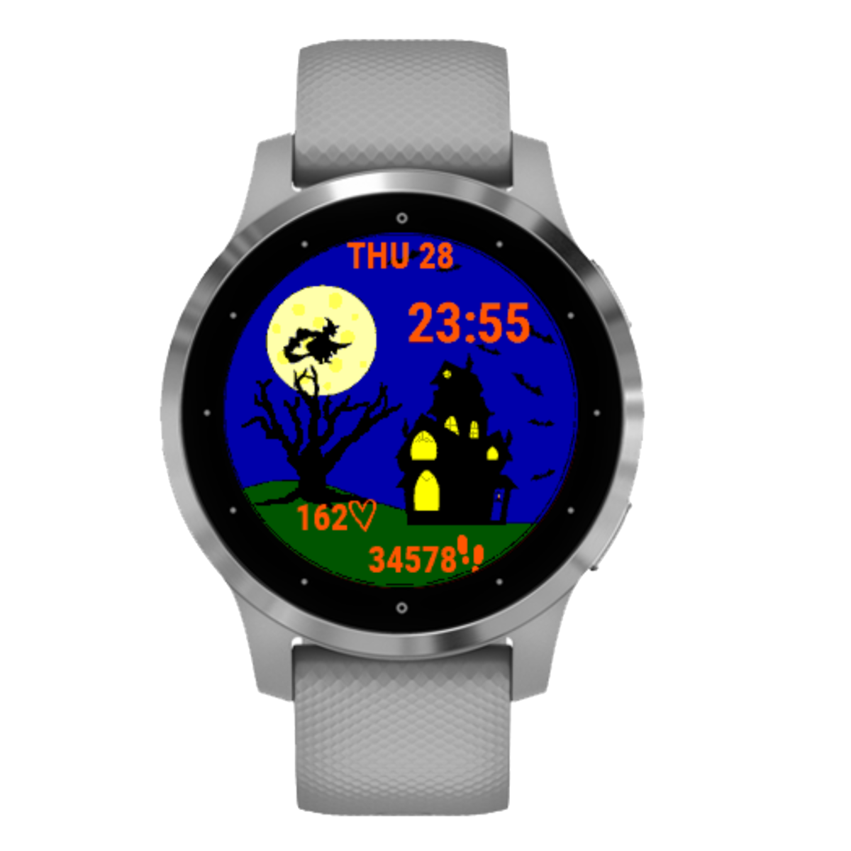Spoooky Season Halloween Haunted House Watch Face for Garmin